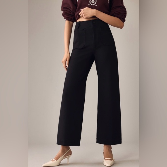 Anthropologie The Colette Cropped Wide Leg Pants Ponte Edition Size 25P NWT - Picture 1 of 13